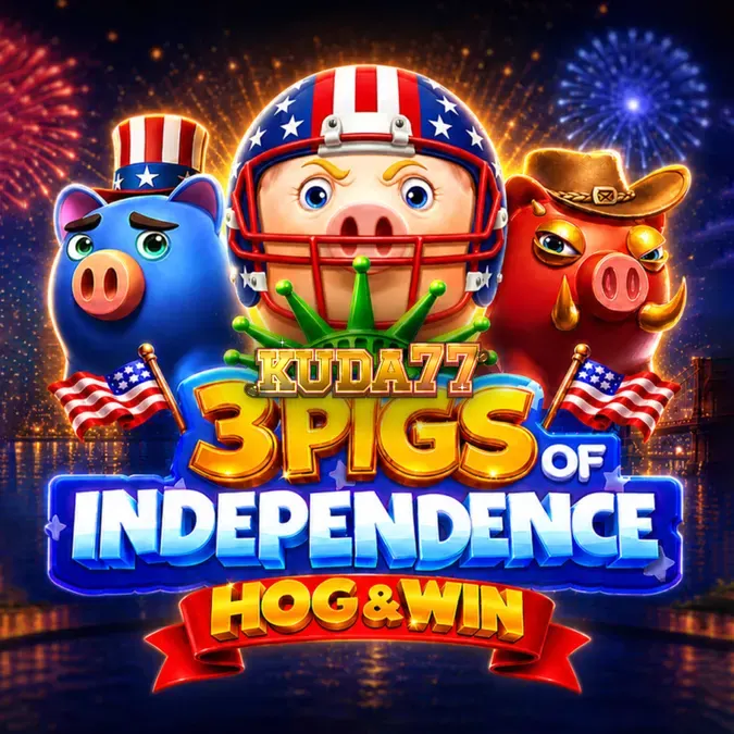 Tampilan visual slot 3 Pigs of Independence Hog & Win dengan tema patriotik